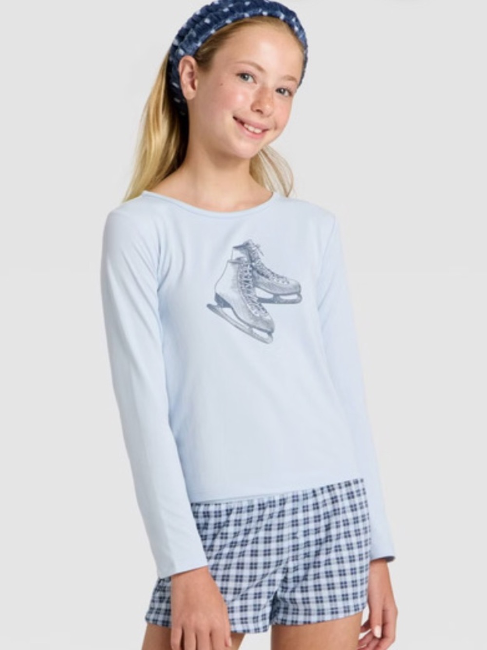 Art Class Girls L/S Pajama Set with Spa Headband, SZ 16/18 Figure Skating NWT